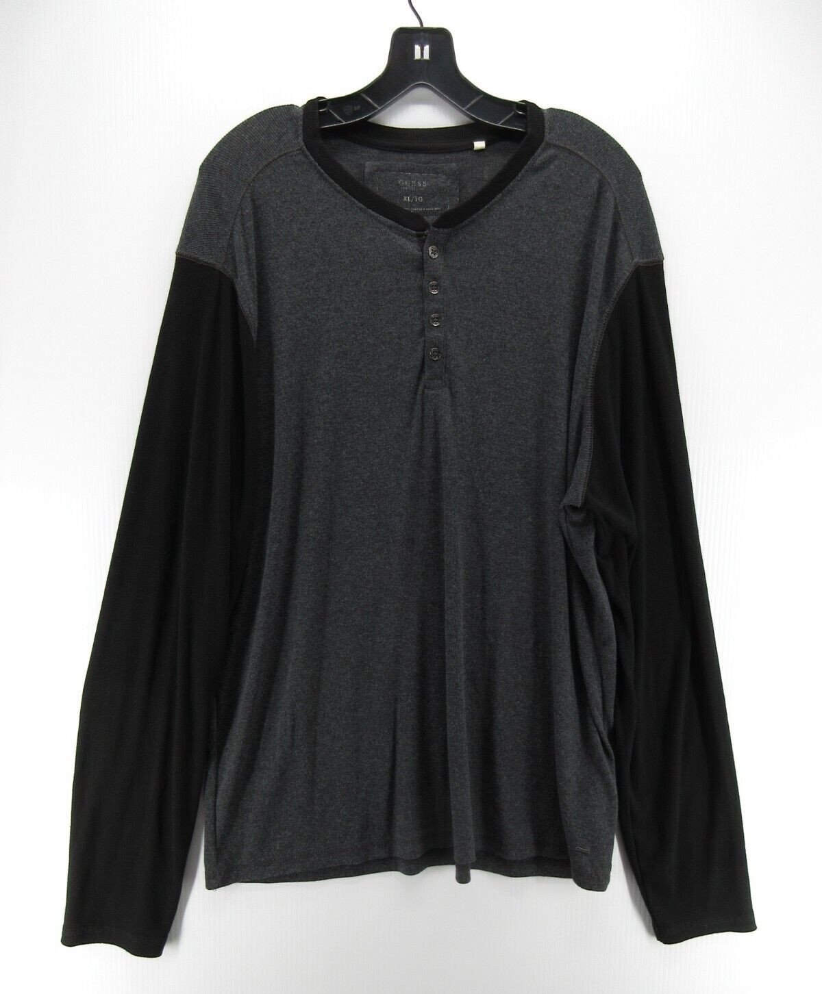 Guess Shirt Men XL Gray Pullover Henley Thermal Waffle Casual Preppy Raglan gallery