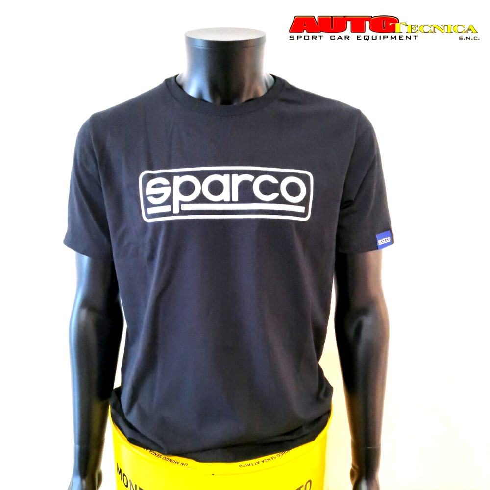 SPARCO LOGO FRAME MODEL WHITE T-SHIRT SIZE L XL BLACK T-SHIRT NEW