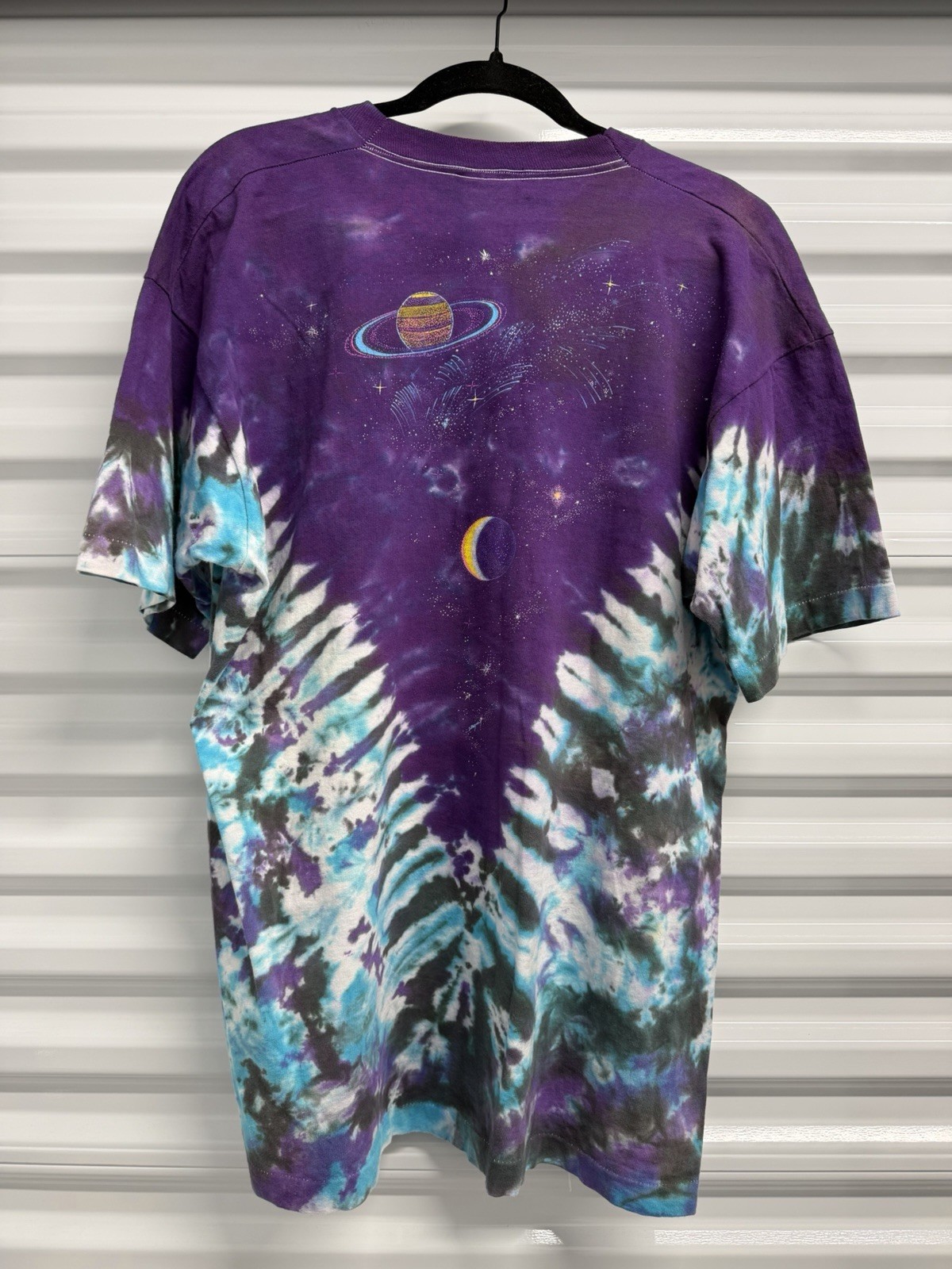 Vintage 1992 Liquid Blue GALAXY Tie Dye T-Shirt Mens XL Hippie Rave Single 90s gallery