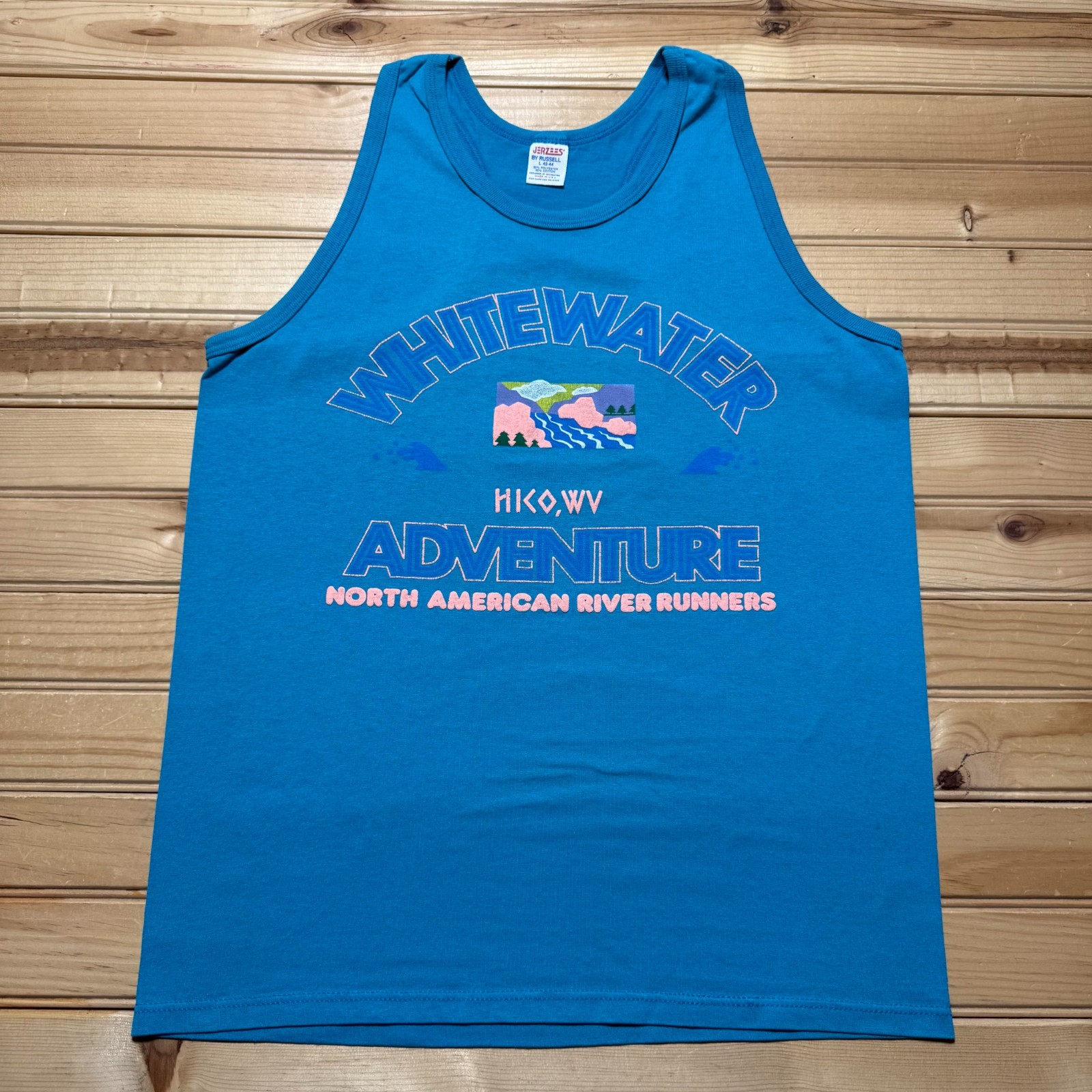 Vintage 80s Whitewater Adventure Hico West Virginia River Tank Top Shirt - Large gallery