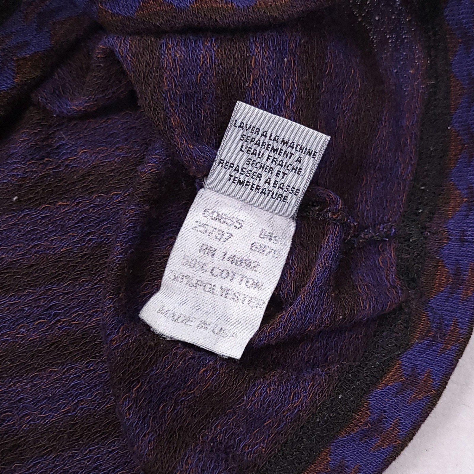 Marithe Francois Girbaud Mens Large Purple Brown Striped Geometric Knit Shirt L gallery