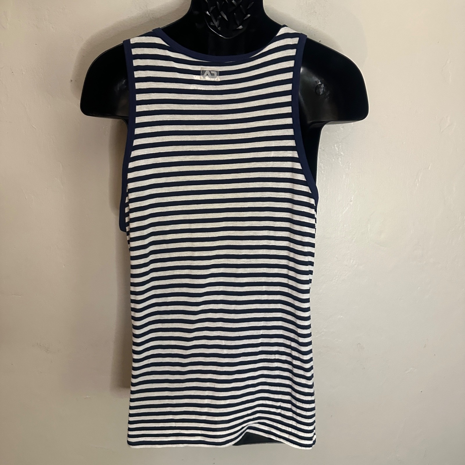 Addicted Striped Tank Top XXL runs small Gently worn Poly cotton blend no fabric gallery