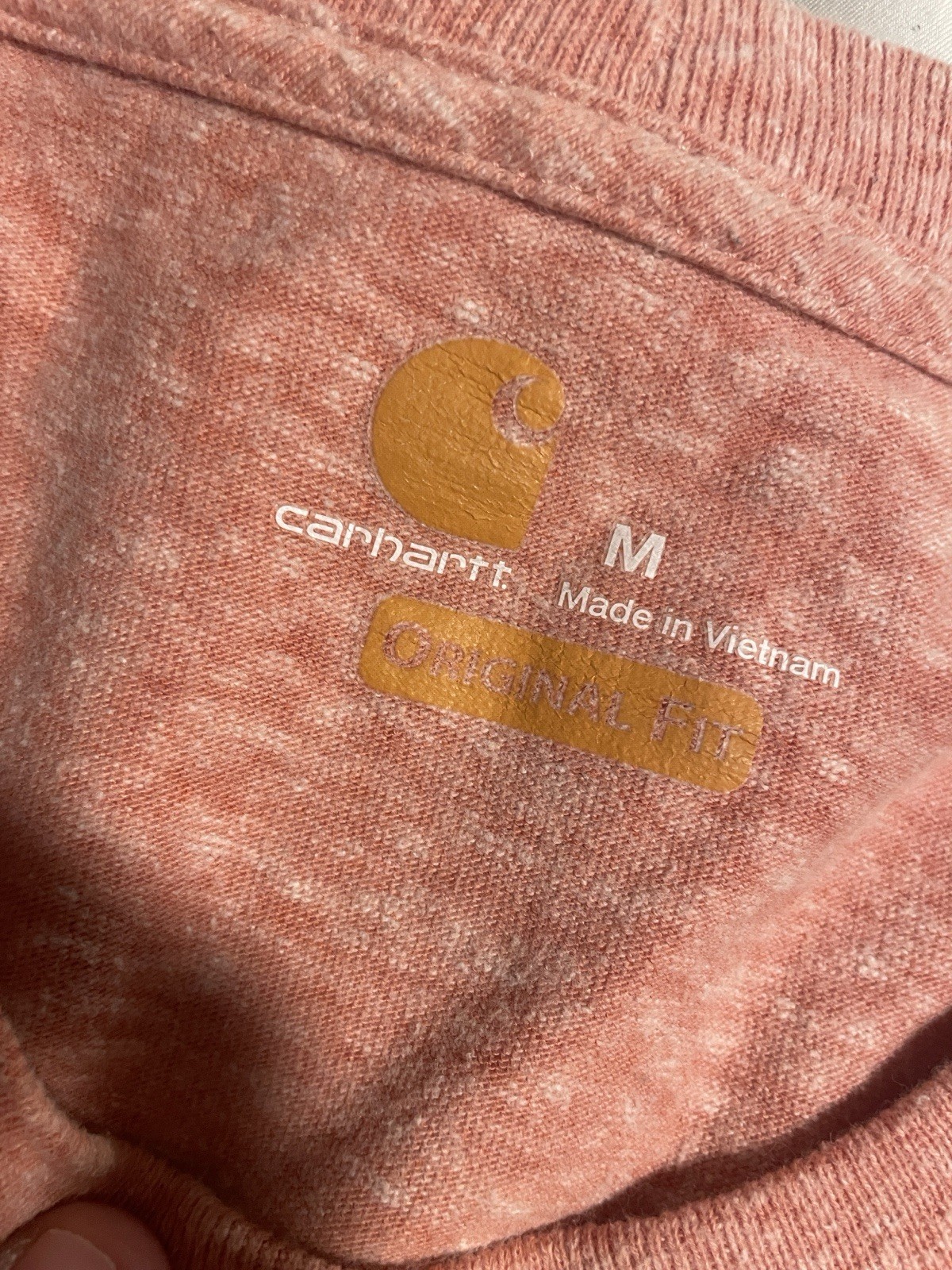 Carhartt Mens Original Fit Pocket T-Shirt Coral Heather Pink Size Medium gallery