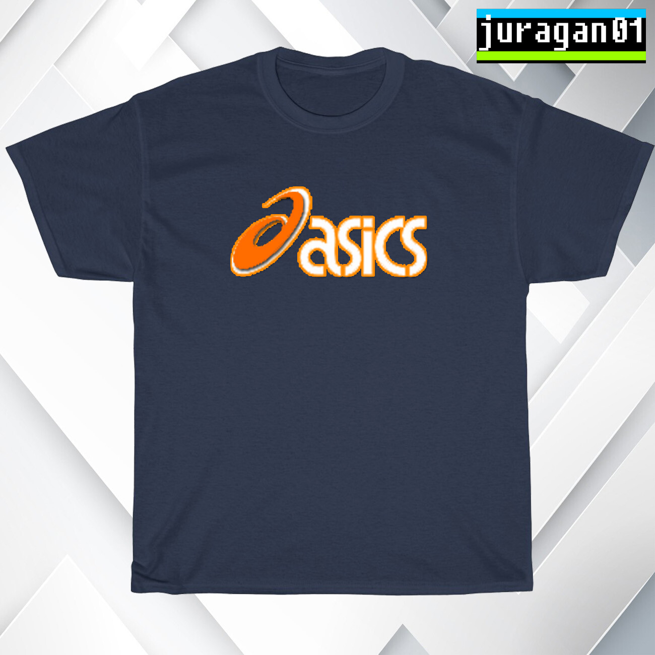 New Retro Asics Logo Black/Navy/Sport Grey/White Men's T-Shirt S-5XL gallery