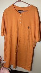 U.S. Polo Assn. Men’s Orange Solid Logo Button Henley Knit Tee XXL