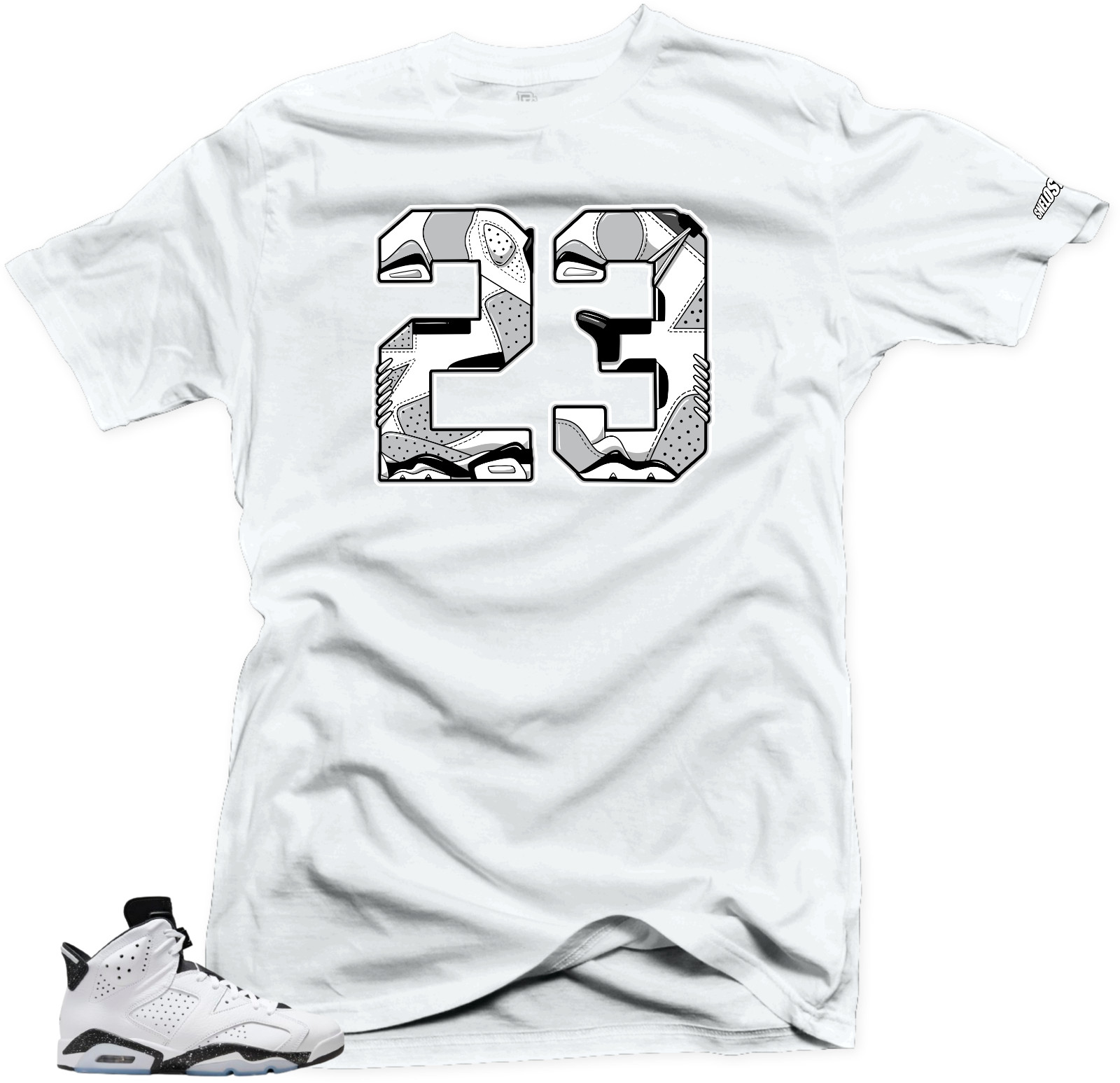 Shirt To Match Jordan 6 Retro Reverse Oreo-The 23 Gray. White Tees