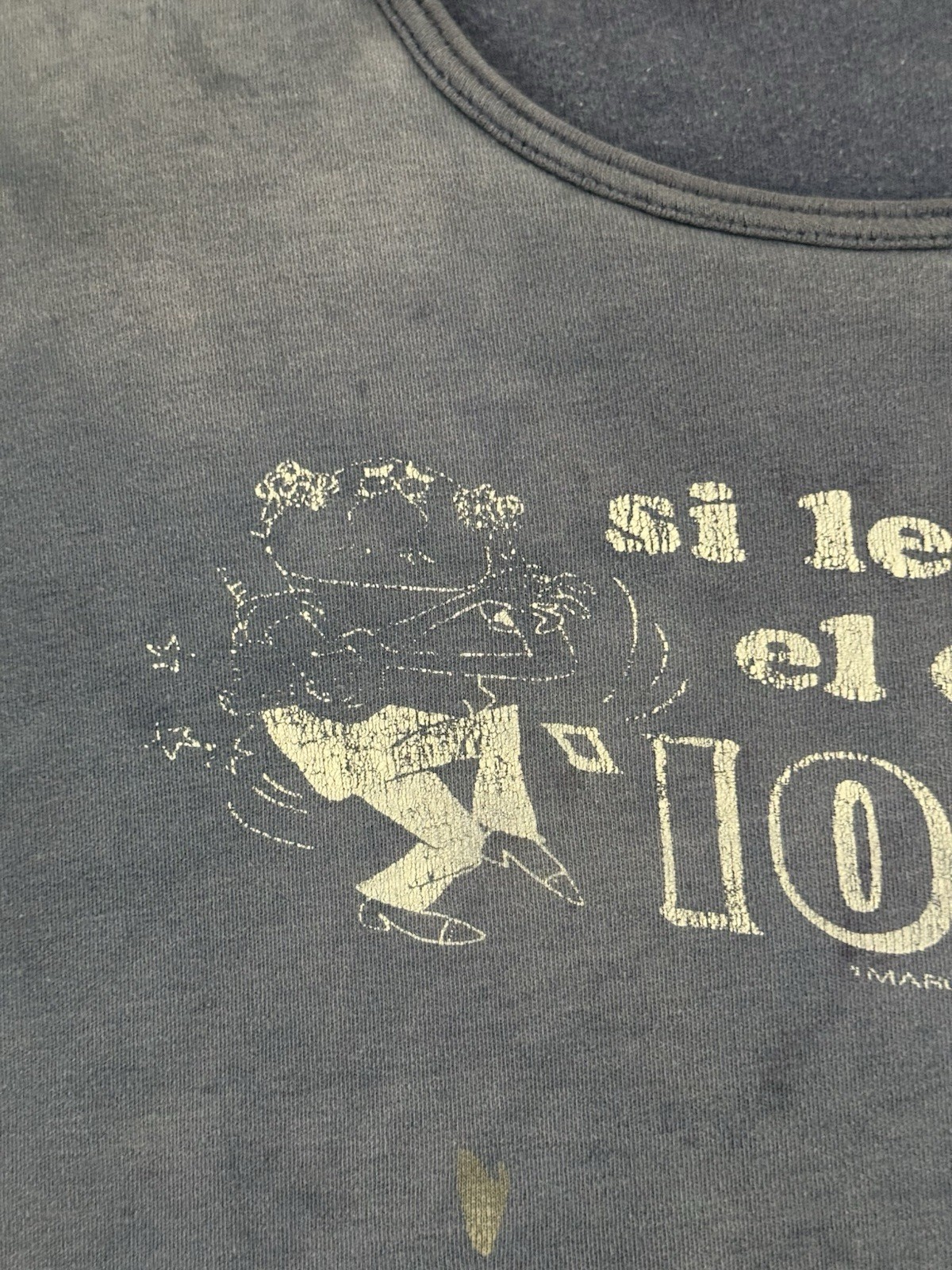 vintage 40s Sunfaded Blue Iodex Graphic Baby Cropped Tee S-M 50s Shirt gallery