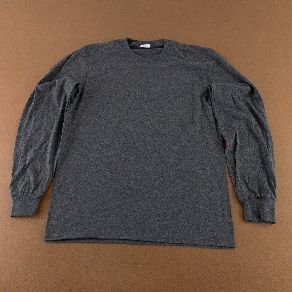 Port & Company Core Cotton Men’s Medium Charcoal Heather Long Sleeve T-Shirt New