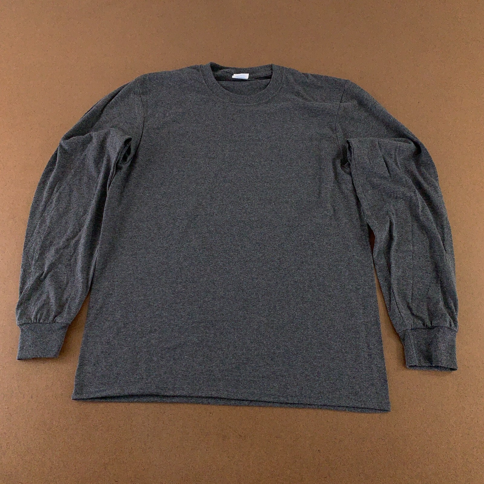 Port & Company Core Cotton Men’s Medium Charcoal Heather Long Sleeve T-Shirt New
