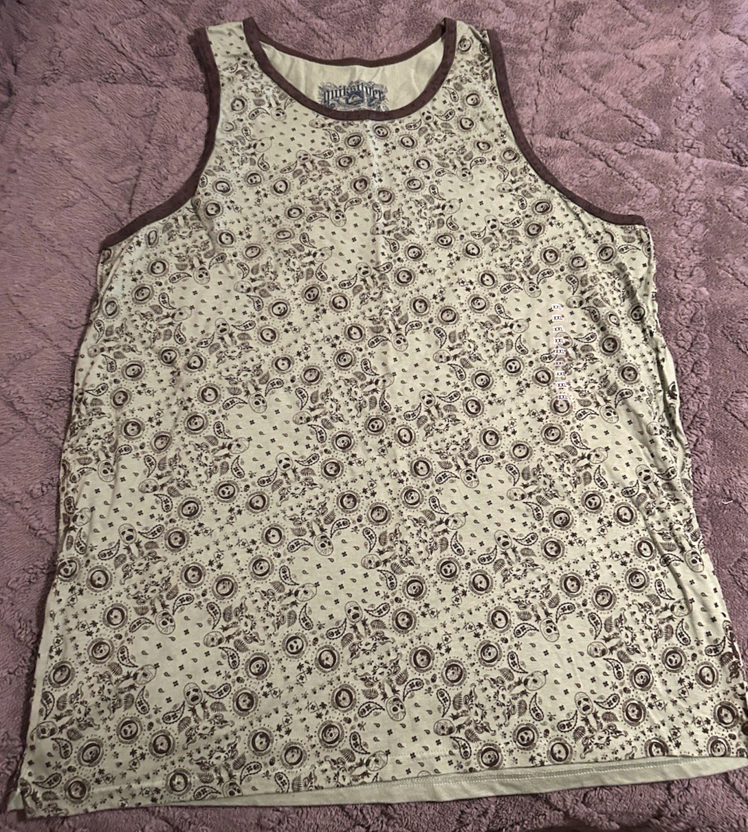 Quiksilver Mens Paisley Tank Top Size Small Cotton Green w/Brown - New gallery
