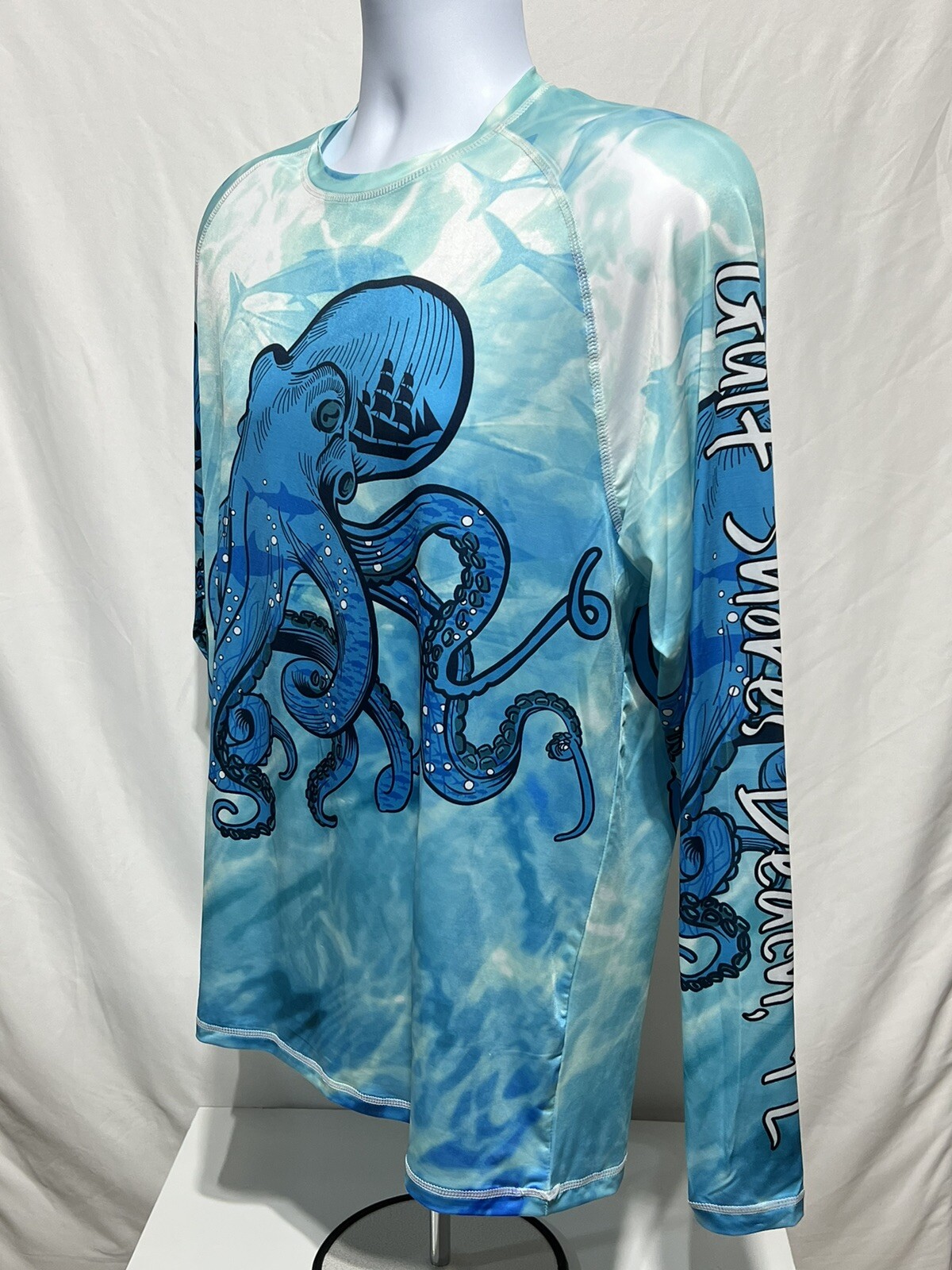 Mens UPF 50 Sun Protection Swim Shirt Long Sleeve Size M Gulf Shores Beach FL gallery