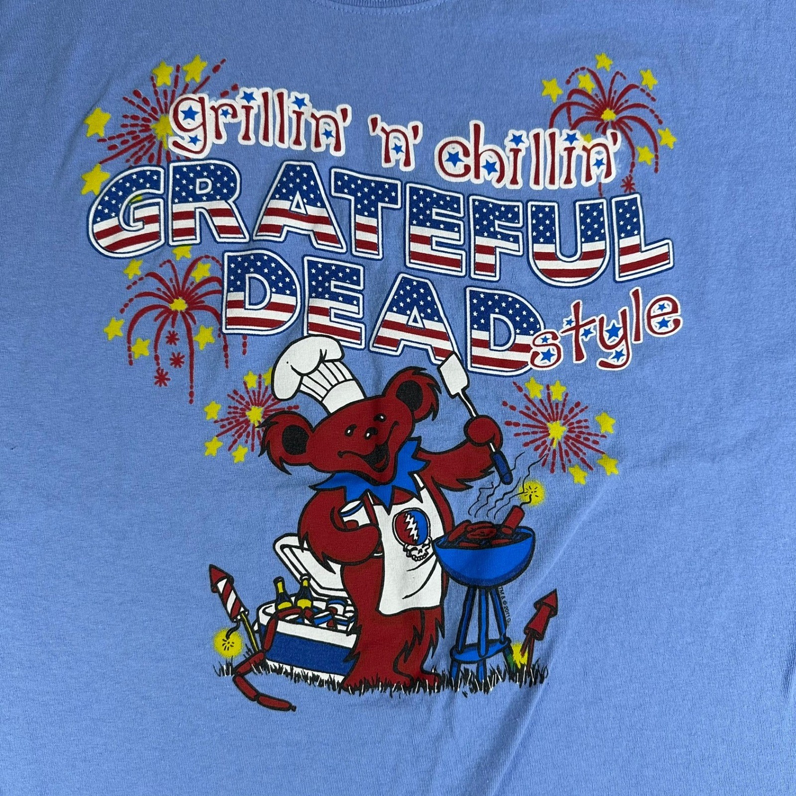 Liquid Blue Grateful Dead Style Grilling Chillin Bear T Shirt XL gallery