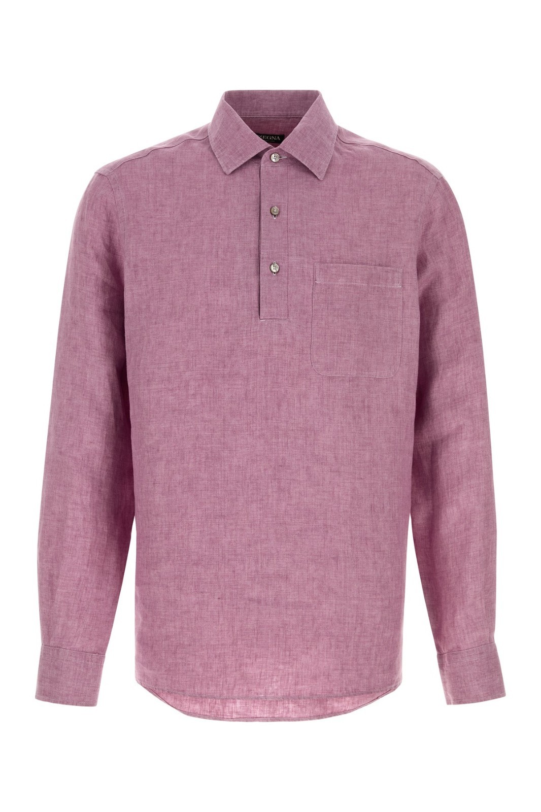 ZEGNA Pink Tyrian Linen Button Front Shirt New & Authentic