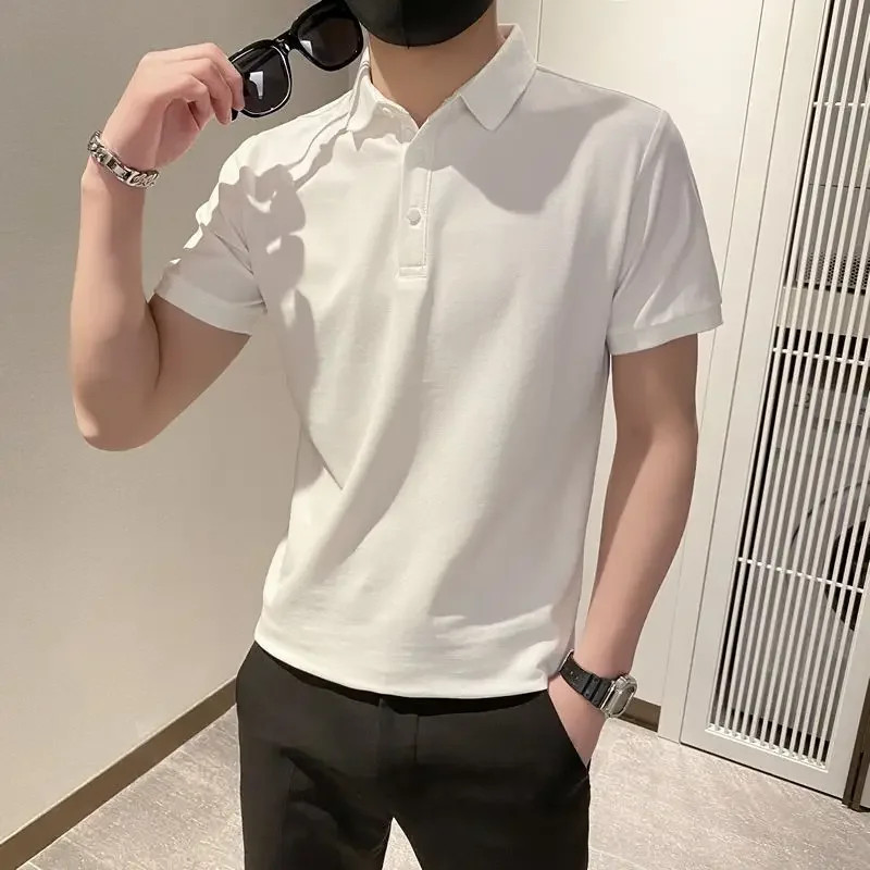 Yellow Black Skinny White Plain Mens with Collar T-shirt Red Short Quarter Sleev gallery