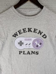 Nintendo T-shirt Weekend Plans gaming controller funny size large fits medium