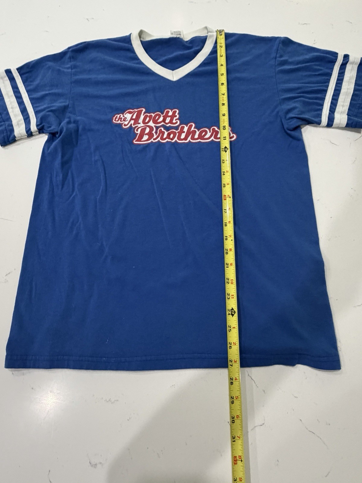 Augusta Sportswear The Avett Brothers Blue White V-Neck Men's M T-Shirt gallery