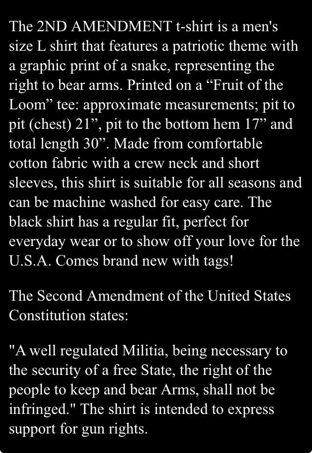 2ND AMENDMENT t-shirt, 2nd To None Men’s Size L, Right To Bear Arms, Rifle Tee gallery