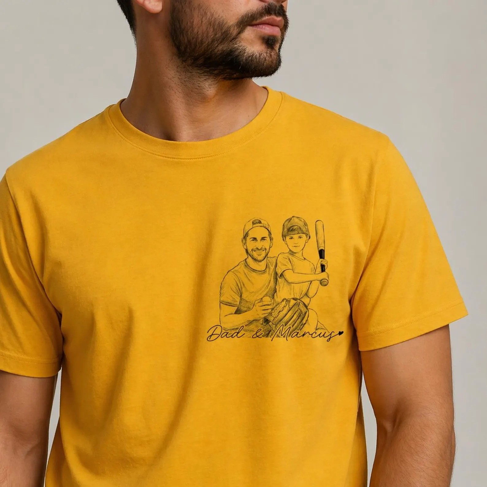 Personalized Best Dad Ever T Shirt Custom Photo Sketch Family Portrait T-Shirt gallery
