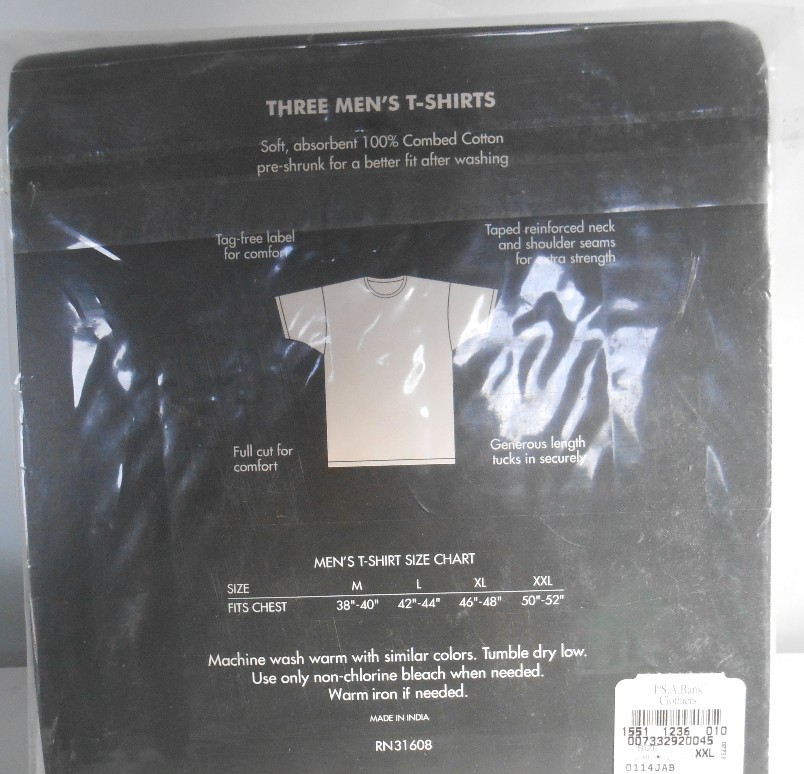 6 New Jos A Bank Men’s White Crew Neck T-Shirt 100% Combed Cotton Size XXL gallery