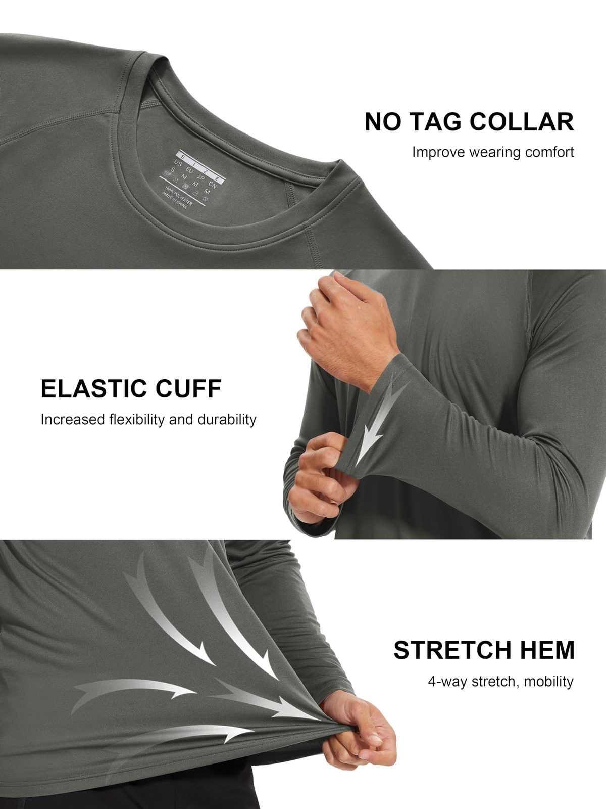 Men's Long Sleeve Shirts UPF 50+ UV Sun Protection Athletic Shirt Run Rash Guard gallery