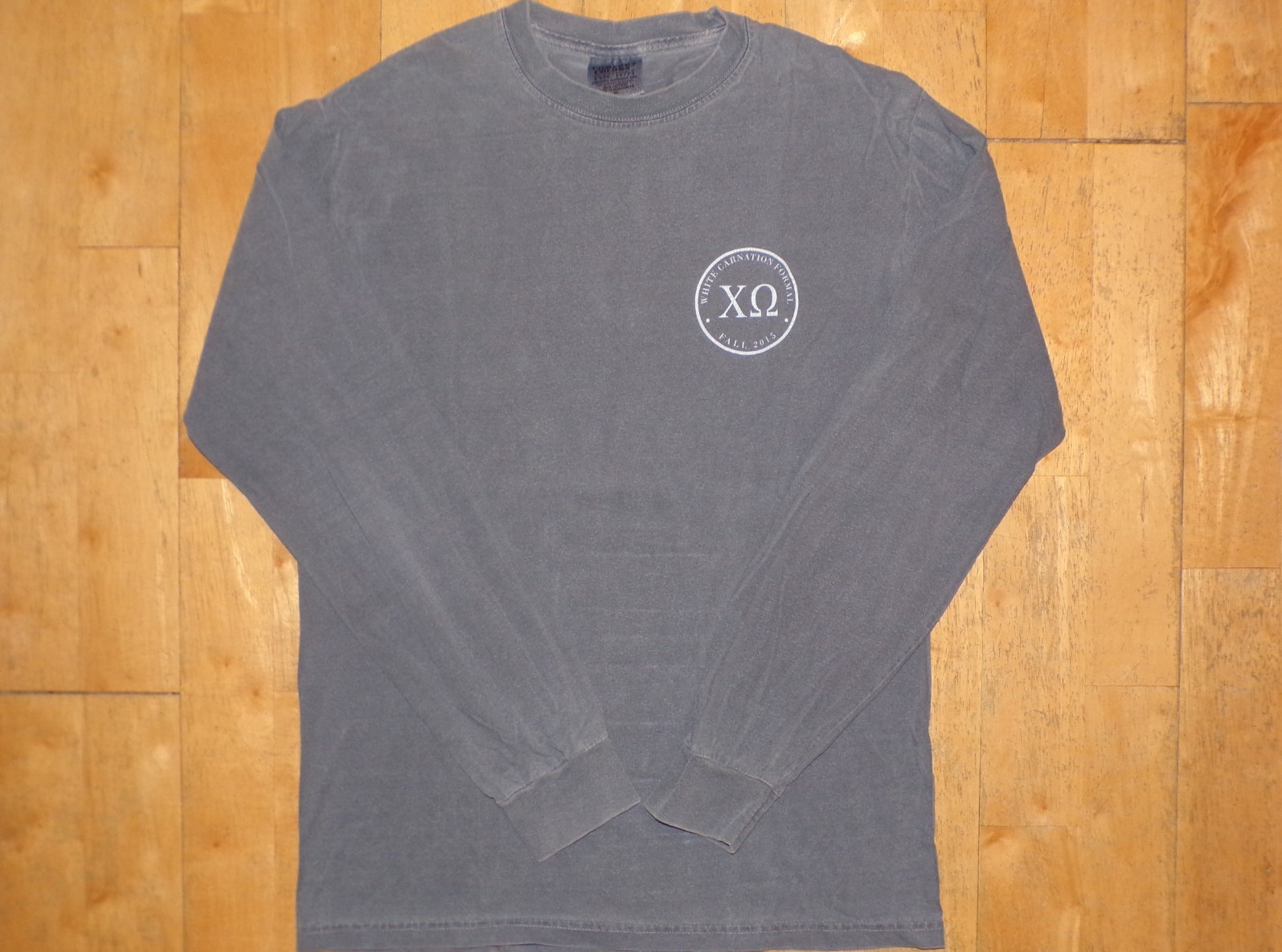 CHI OMEGA Sorority Fraternity White Carnation Formal Small S Long Sleeve Shirt gallery