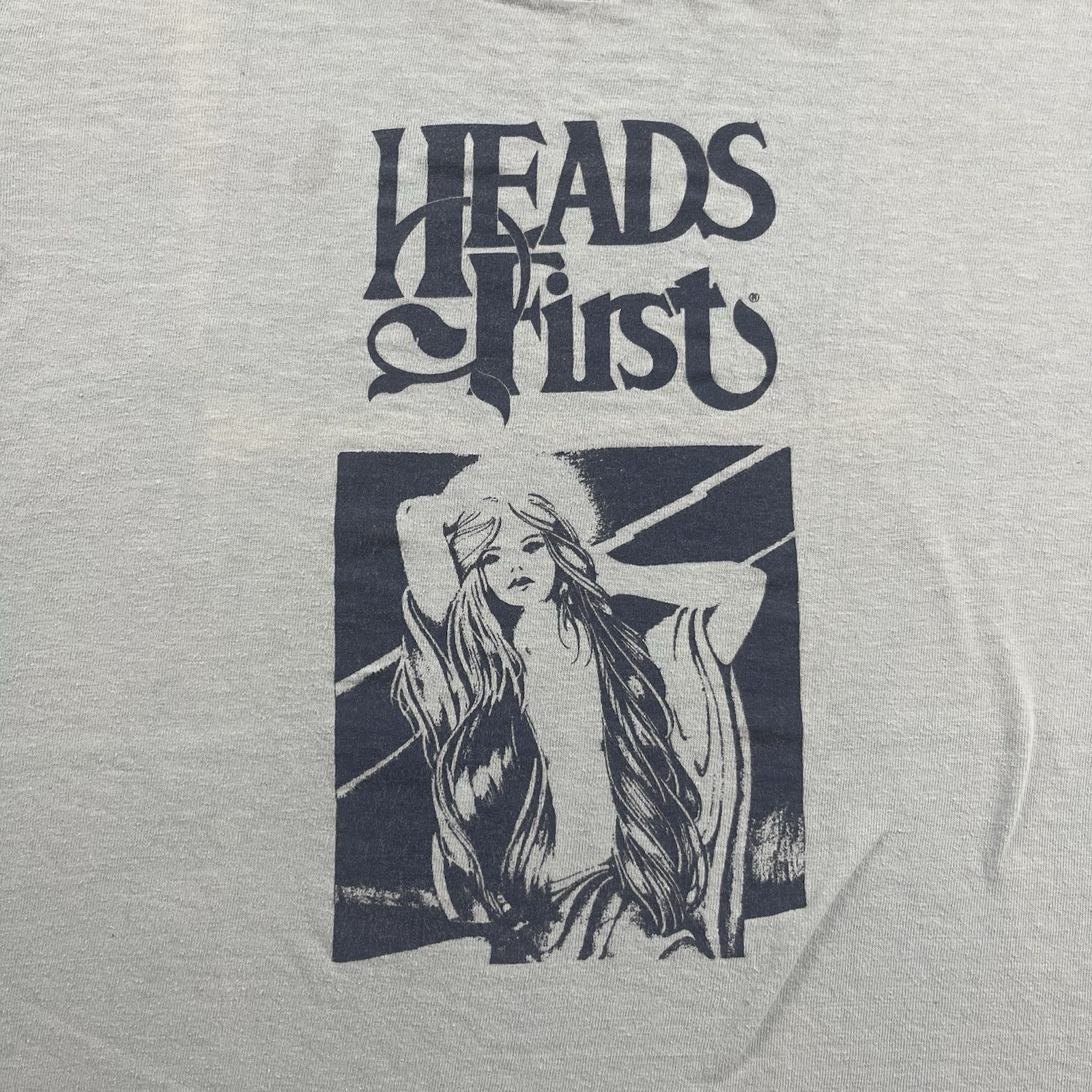 1970s Heads First Vintage Graphic T-Shirt Angel Double Sided Blue Size Medium gallery