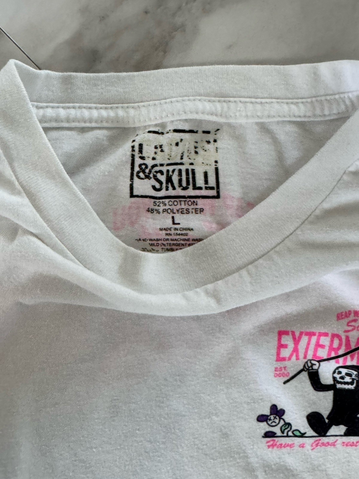 T&C Surf Designs Men's White T-Shirt The Bones And skull gallery
