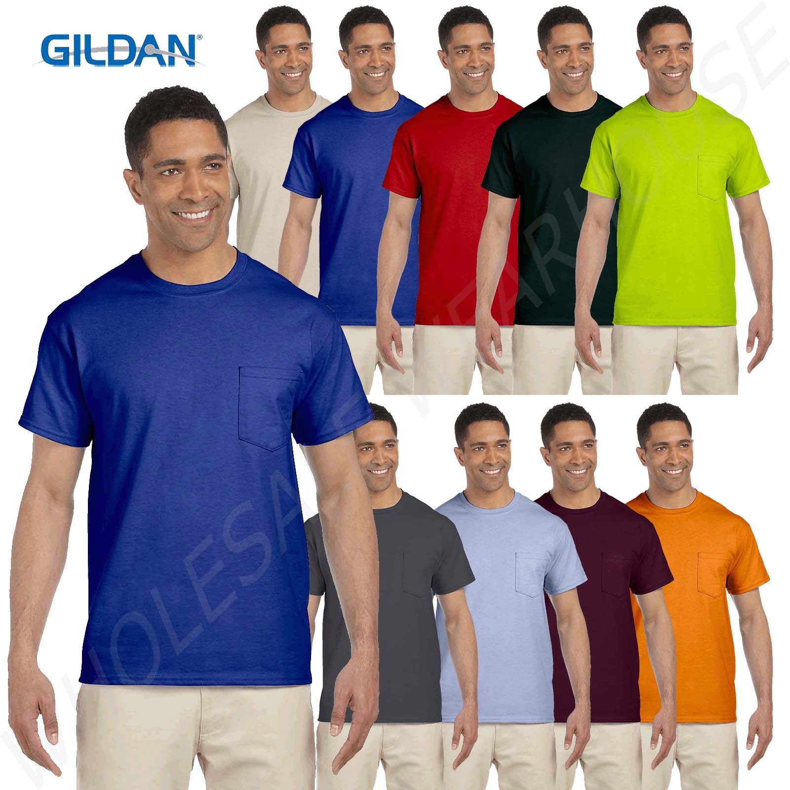 Gildan Mens Pocket T-Shirt Short Sleeves Ultra Cotton 6 oz Big 2XL-5XL BG230 gallery