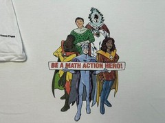 Vintage 1990s Math Action Hero Key Curriculum Press Book Promo Comic T-Shirt, L