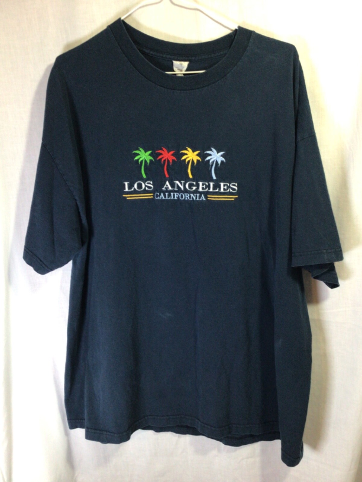 Los Angeles California (Embroidered) Blue 2XL Cotton T Shirt T11
