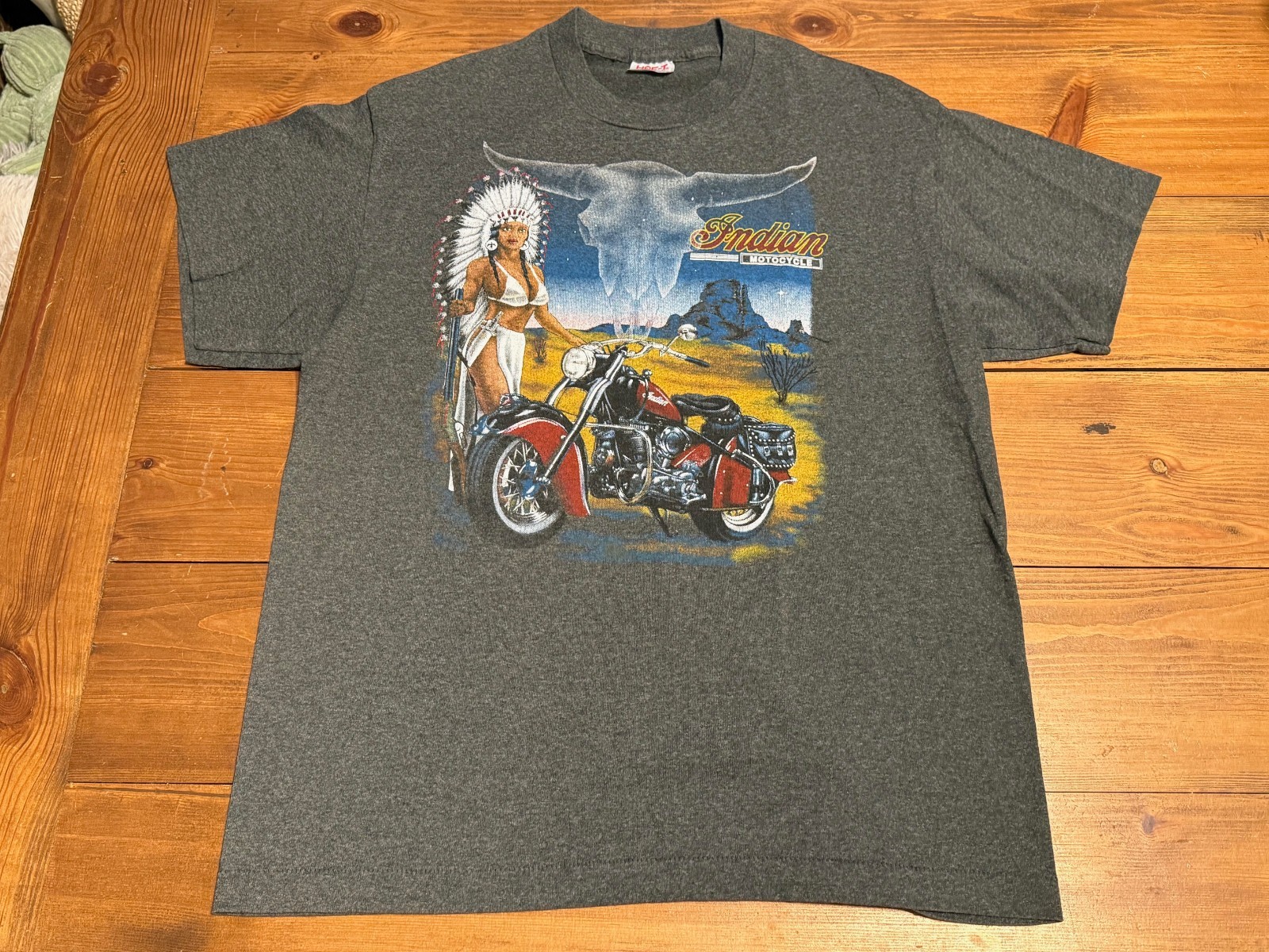 Vintage TeeJays Hef-T Indian Motorcycle Single Stitch T-Shirt Men's XL gallery