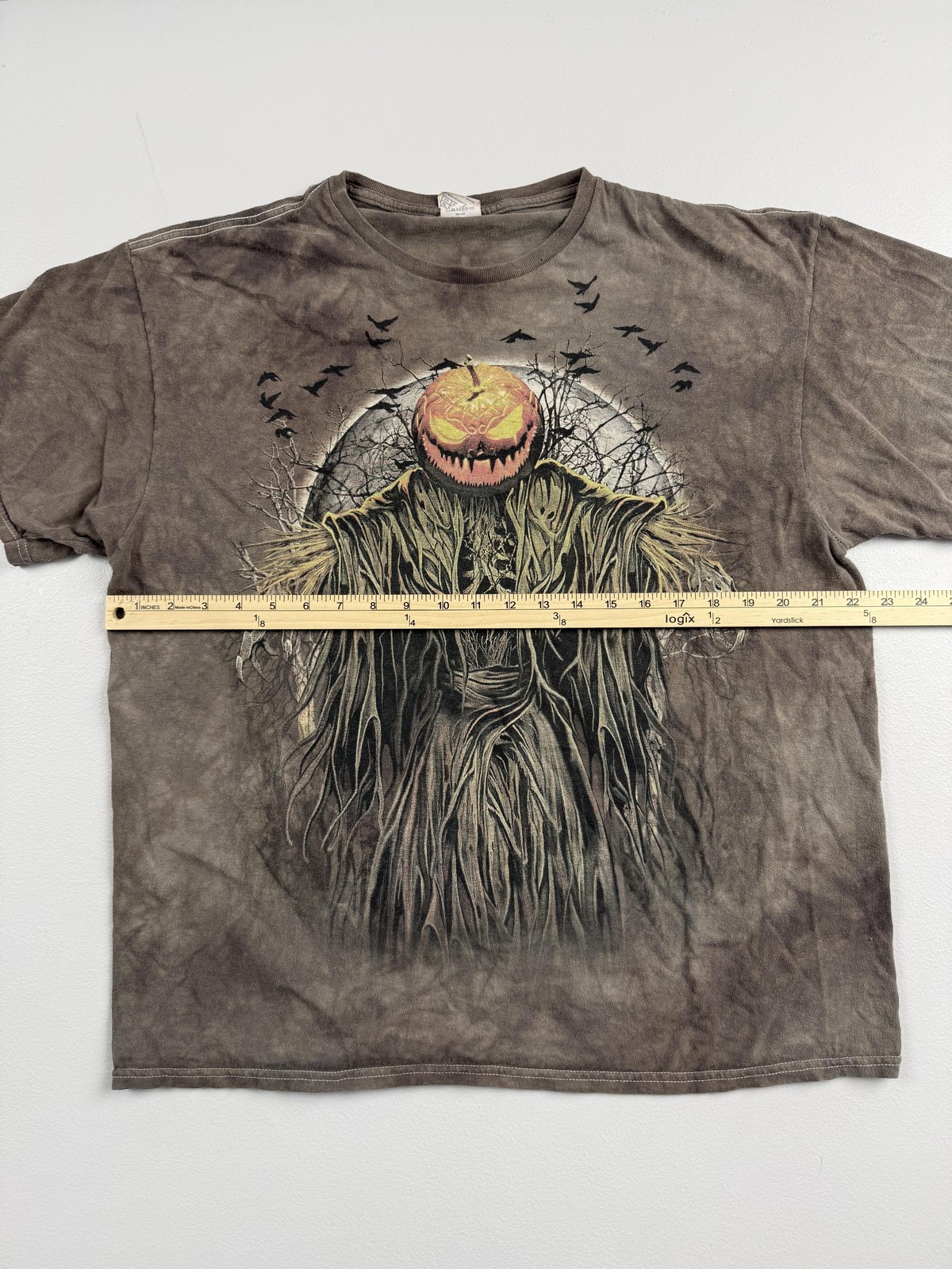 Delta Pro Shirt Mens XL Brown Pumpkin Scarecrow Graphic Tee Halloween Horror gallery