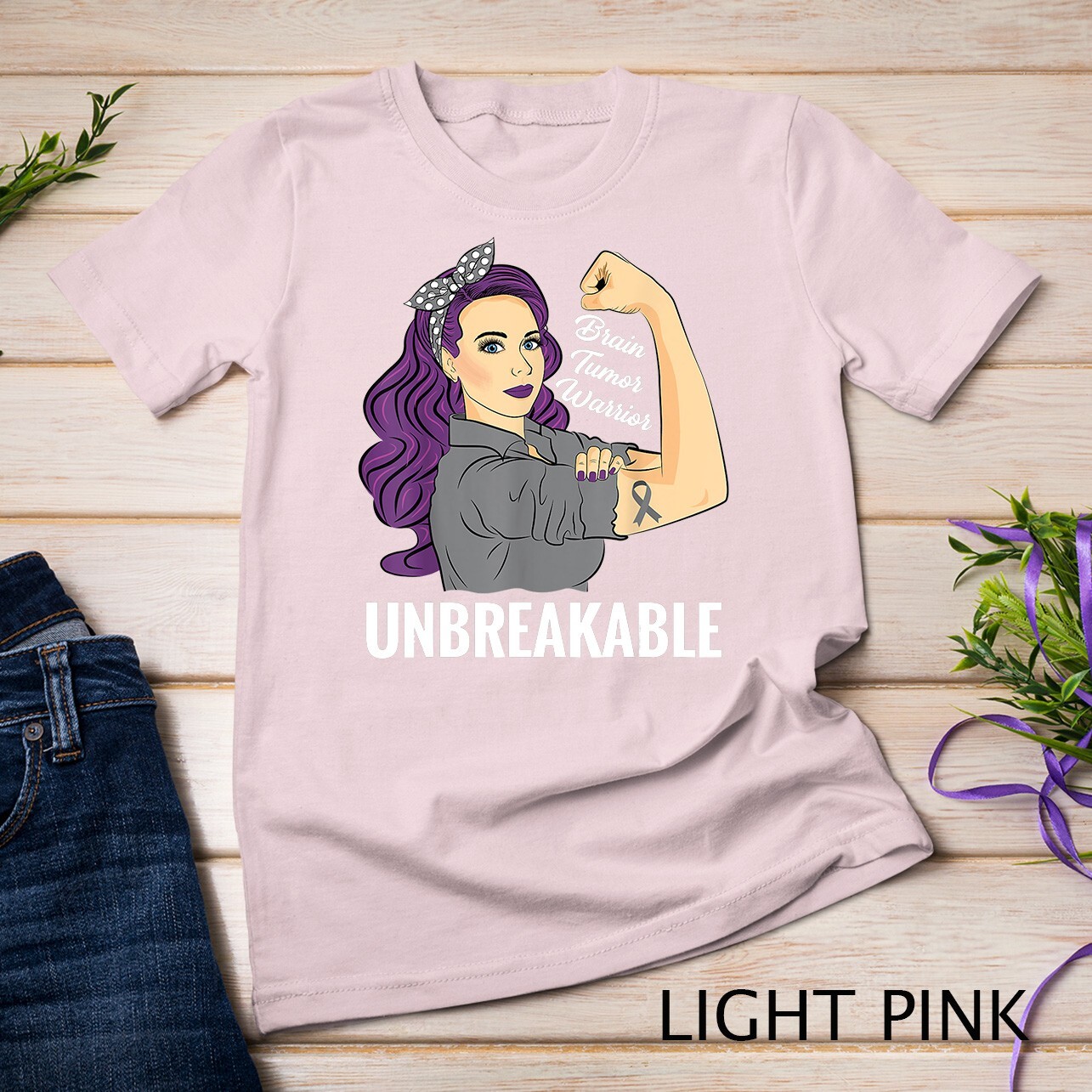Brain Tumor Awareness Warrior Unbreakable Survivor Unisex T-shirt gallery