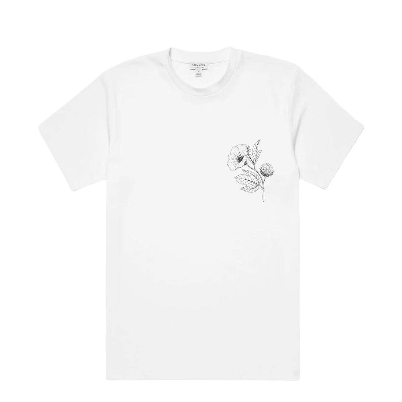 Sunspel Flower Print T-Shirt White gallery
