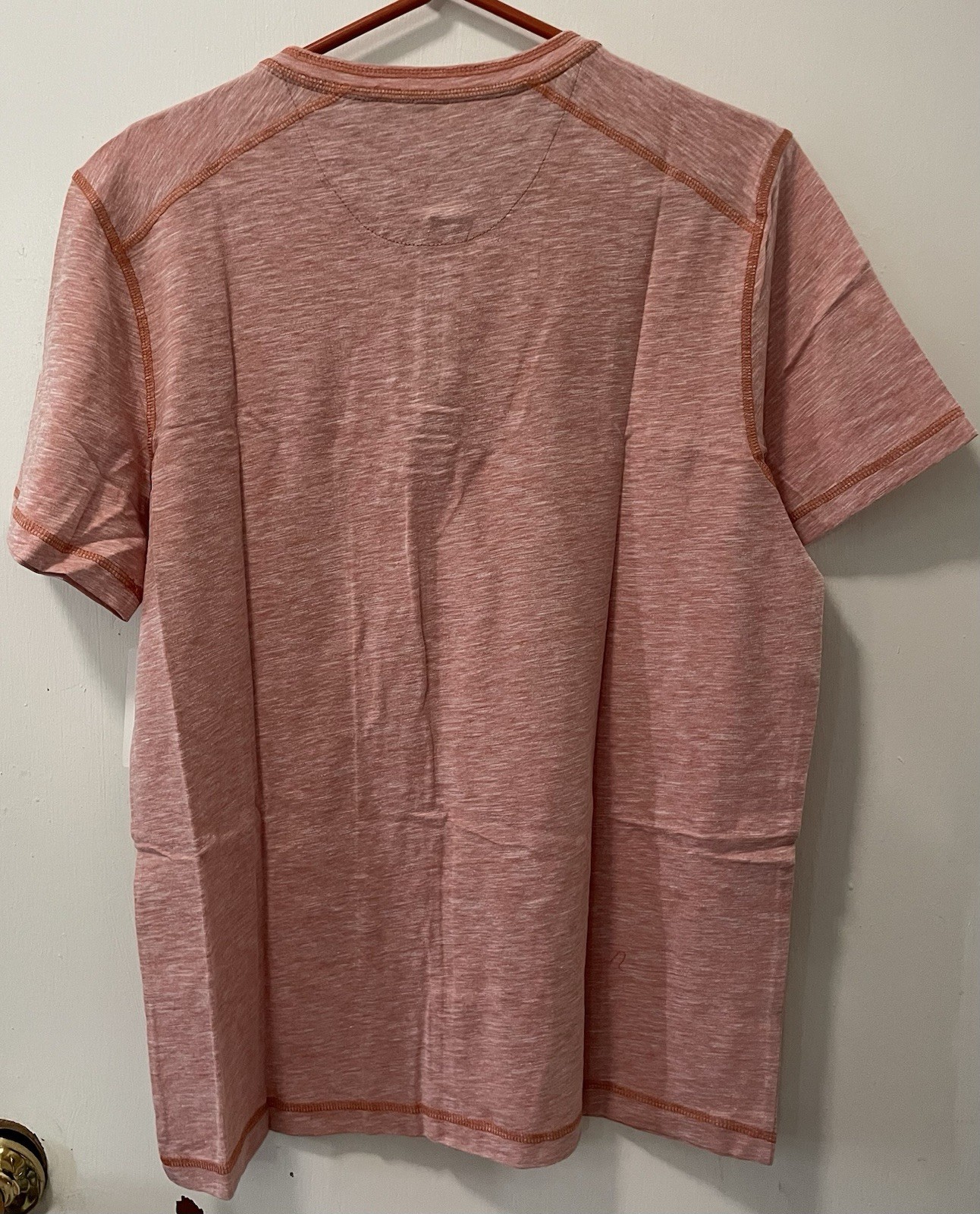 Flag & Anthem Men's Henley Neck Short Sleeve T-Shirt Coral Gray Size Medium NWT gallery