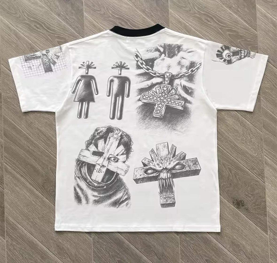 Vertabrae Mixed Feelings Tee White Men's Round Neck Cotton Short Sleeve T-shirts gallery