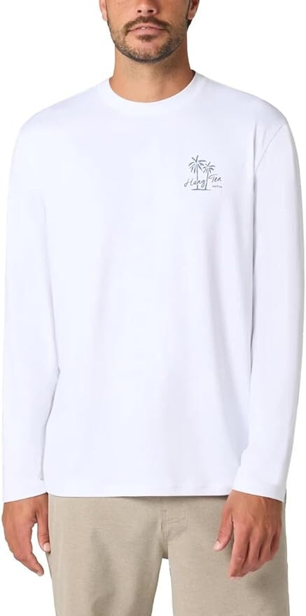 Hang Ten Mens Long Sleeve Sun Tee White M