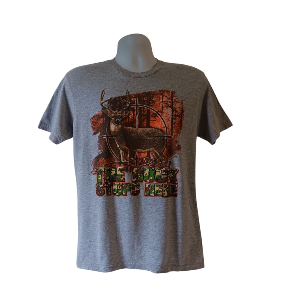 Life Style Classics men’s gray buck hunting short-sleeve graphic t-shirt size L