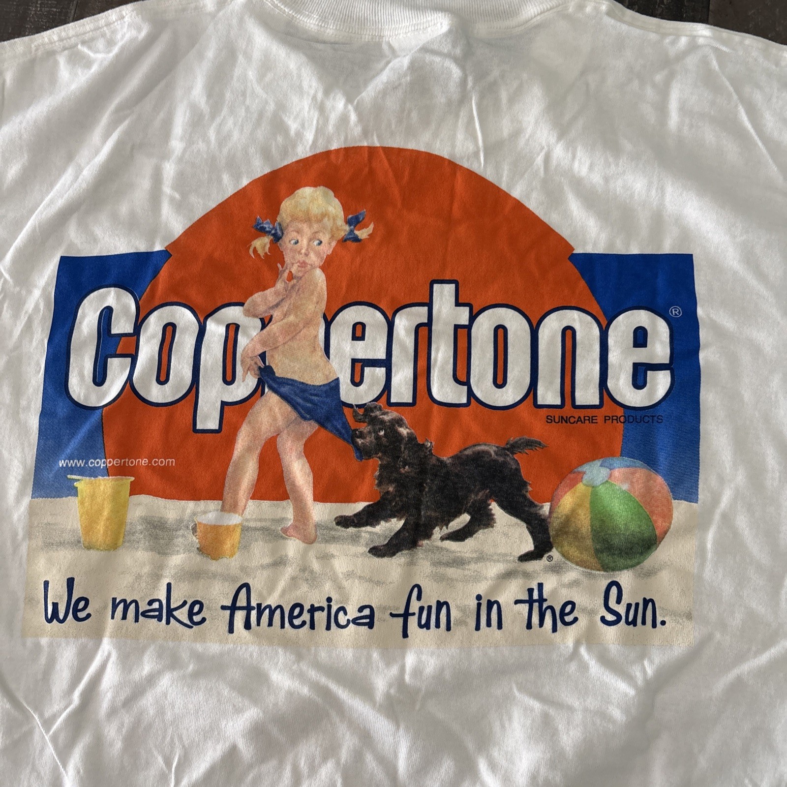 Coppertone Promo Graphic T-Shirt Large Cotton Back hit Fun in the sun gallery