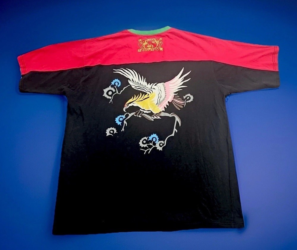 Evisu Custom Made TShirt Men’s 2XL Red Black Green Bird Colorful 90’s Y2k Art