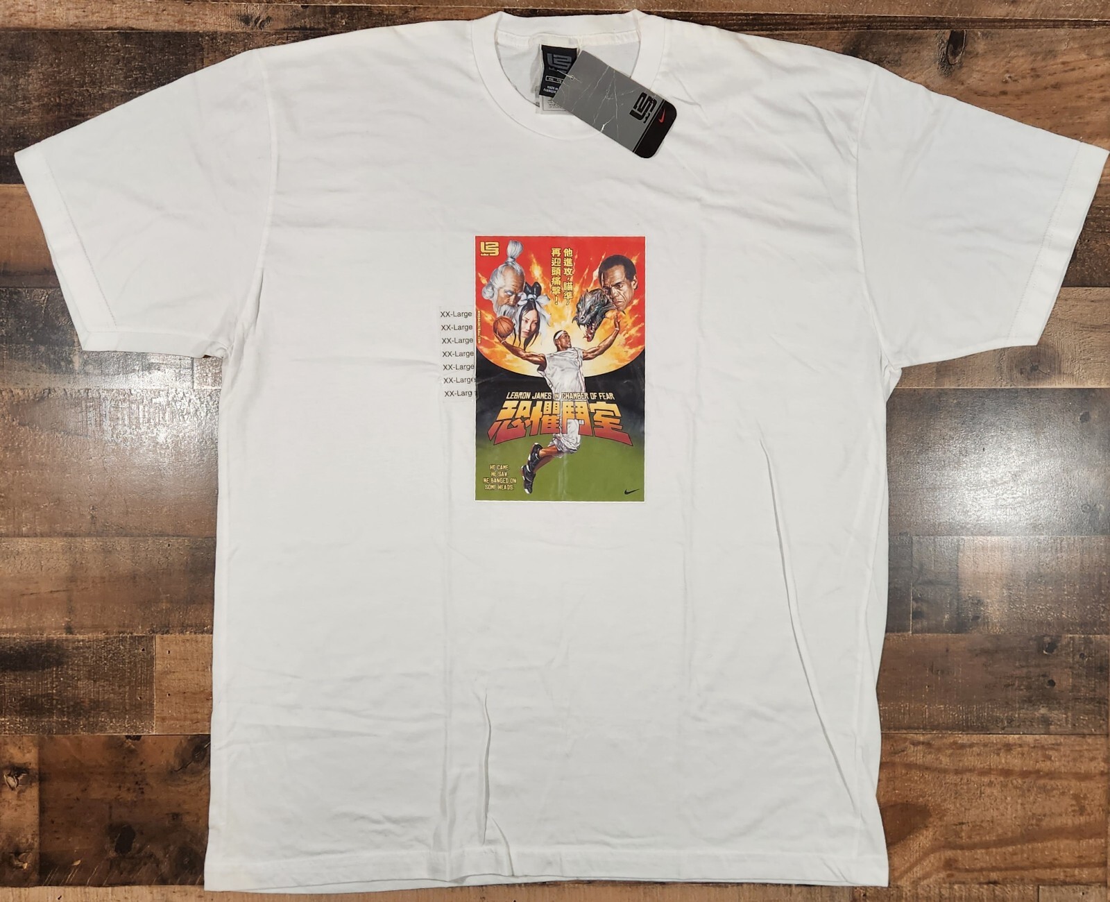Vintage Nike Y2K LeBron James Shirt Mens 2XL White Chamber of Fear Kung-Fu 2004 gallery