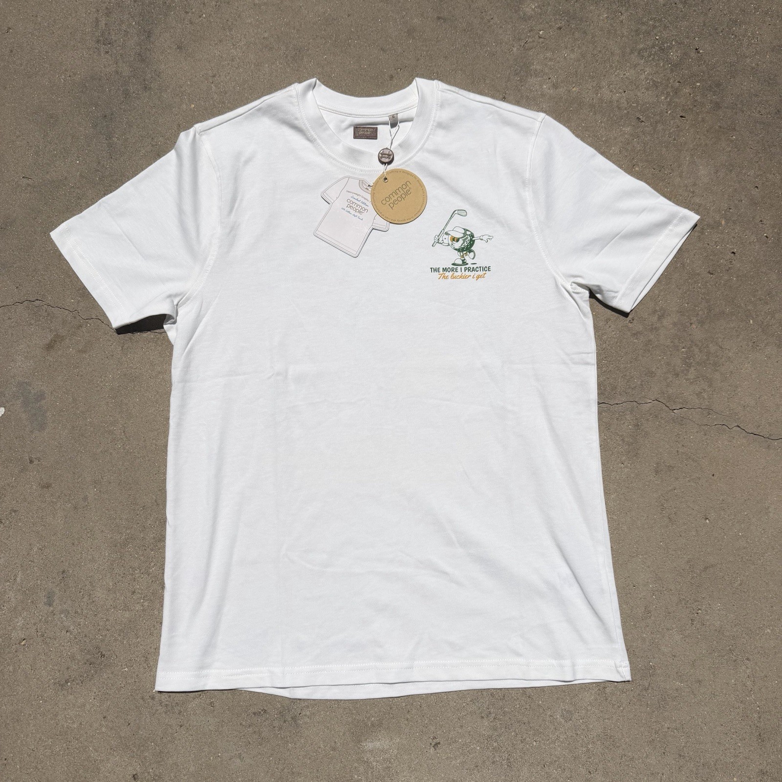 Common People Golf Club Tee Men’s Small White Graphic Shirt NWT