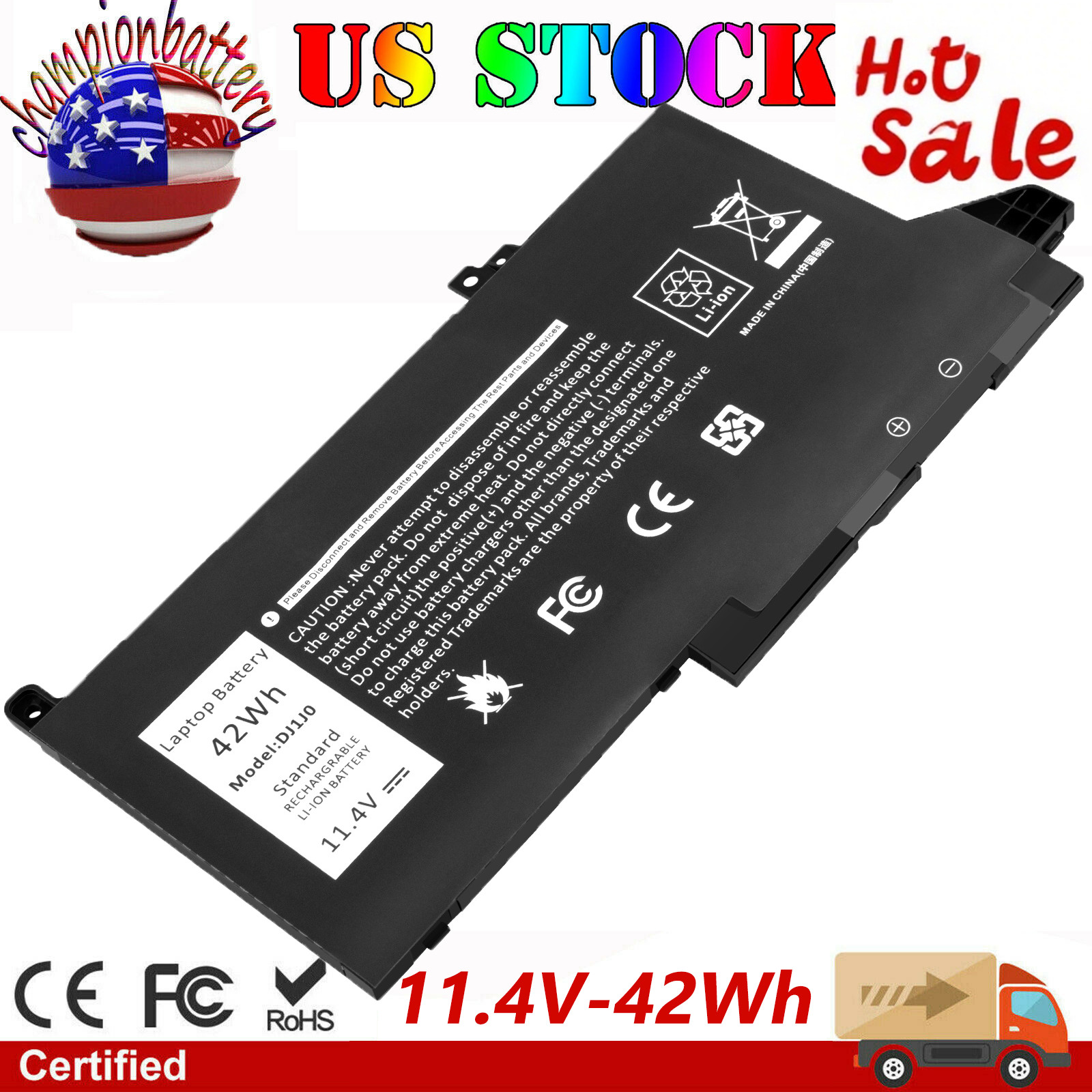 DJ1J0 Battery For DELL Latitude 12 7000 7280 7480 PGFX4 451-BBZL ONFOH Laptop