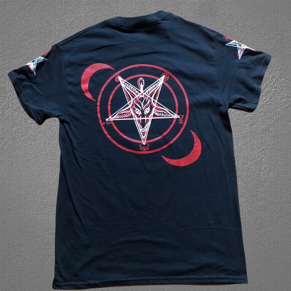 Baphomet Inverted Crosses Pentagram Hail Satan T Shirt S to 2XL Sizes Solve gallery