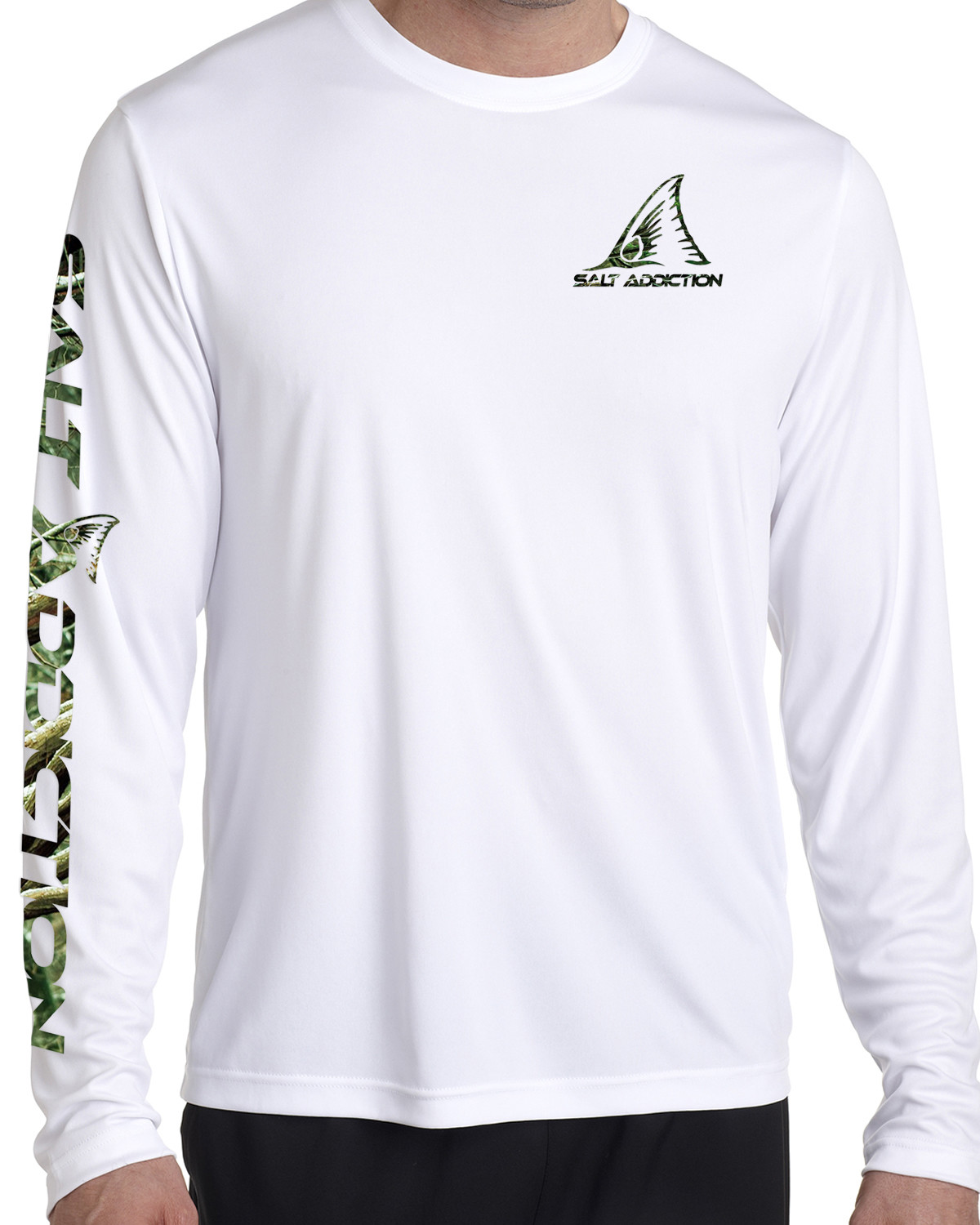 Salt Addiction t shirt microfiber Redfish fishing long sleeve 50+ uv camo Poly gallery