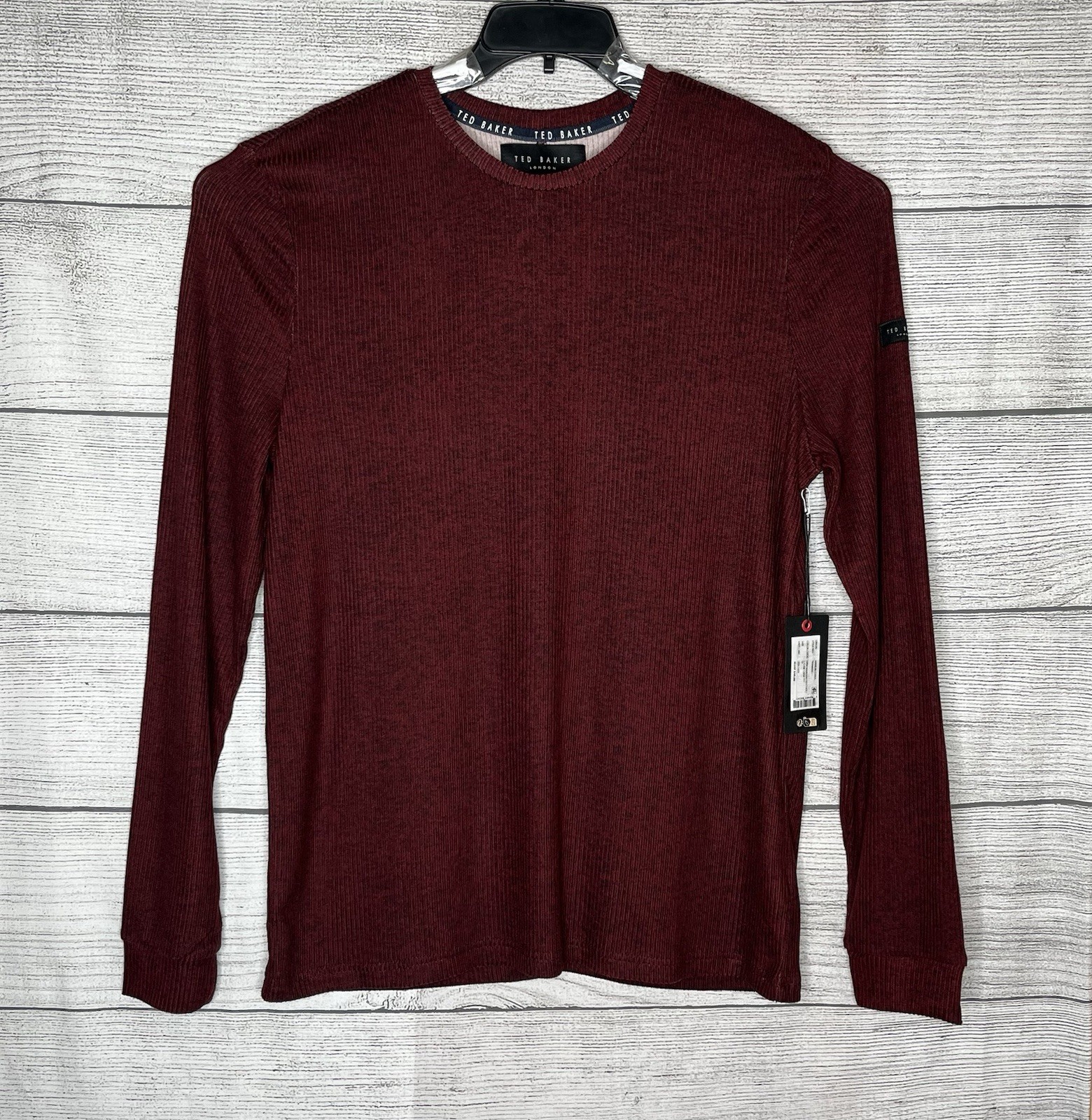 Ted Baker Long Sleeve Rib Cree Men's Tee Size M gallery