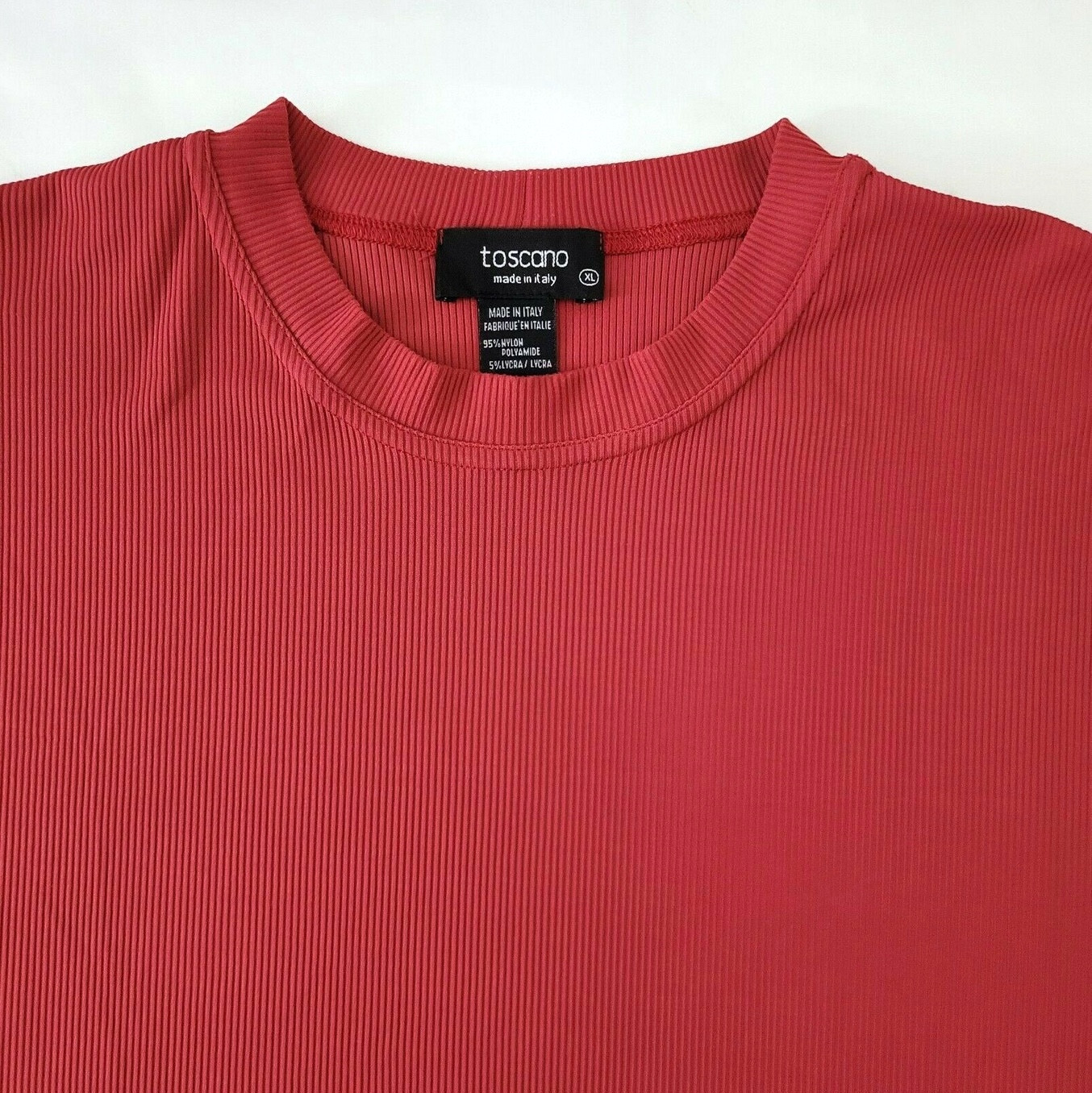 Toscano Men's Size XL Solid Red Nylon Blend Short Sleeve Crew-Neck T-Shirt gallery