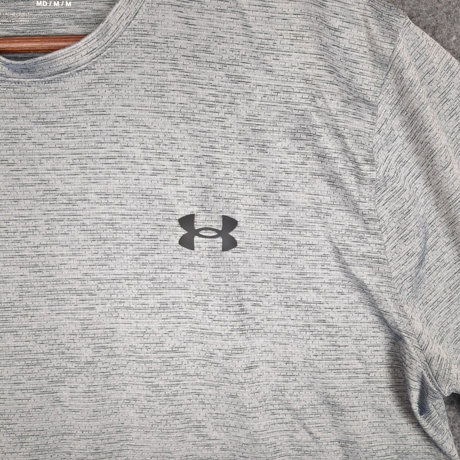 Under Armour Mens Loose Fit HeatGear Heathered Gray Short Sleeve T-Shirt Size M gallery
