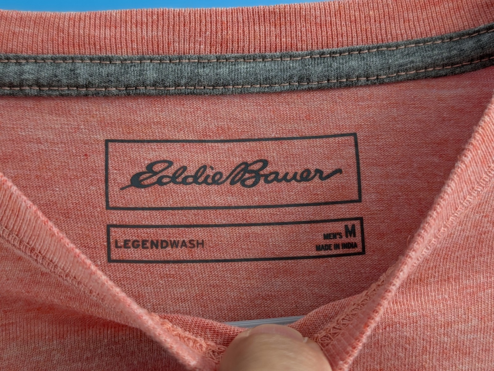 Eddie Bauer Men's Short Slv. Legend Wash T-shirt Coral Heather Size Med. EUC gallery