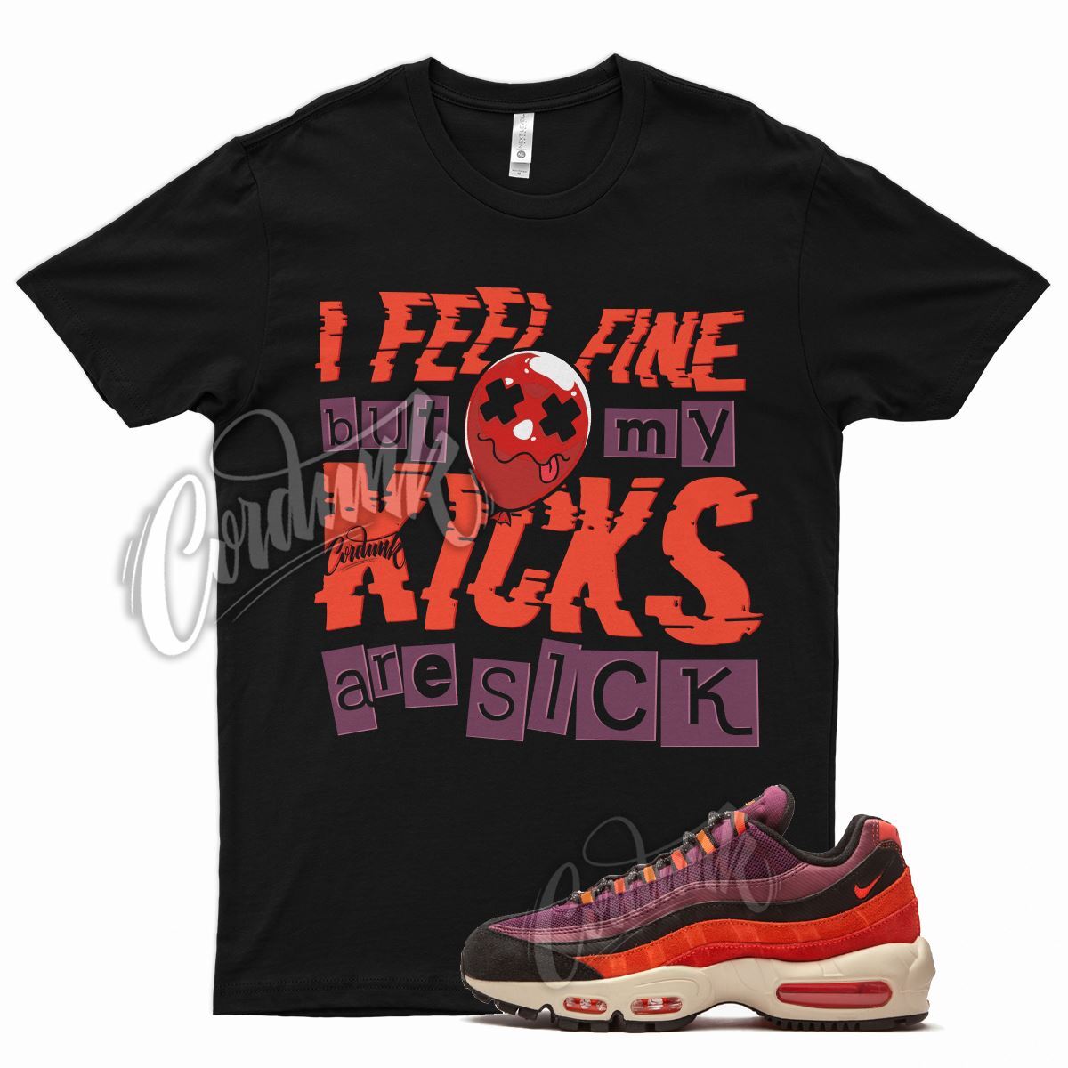 Black SICK V2 Shirt for N Air Max 95 Utility Villian Red Hyper Crimson Purple gallery